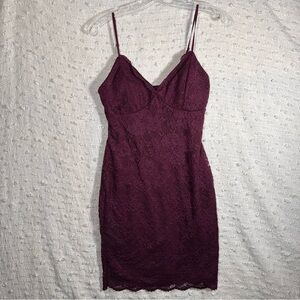 Windsor‎ Womens Large Dress Lace Babydoll Y2k Dark Moody Feminine Burgundy